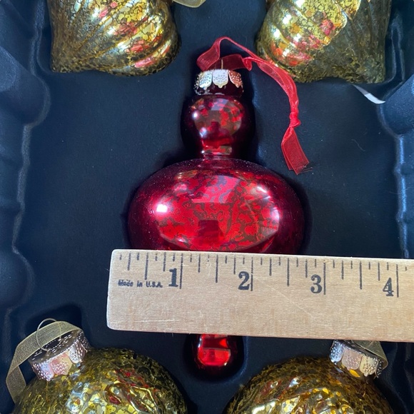 Home Decorators Collection Set of 10 Glass Christmas Ornament Gold Red Crackle - Picture 15 of 15